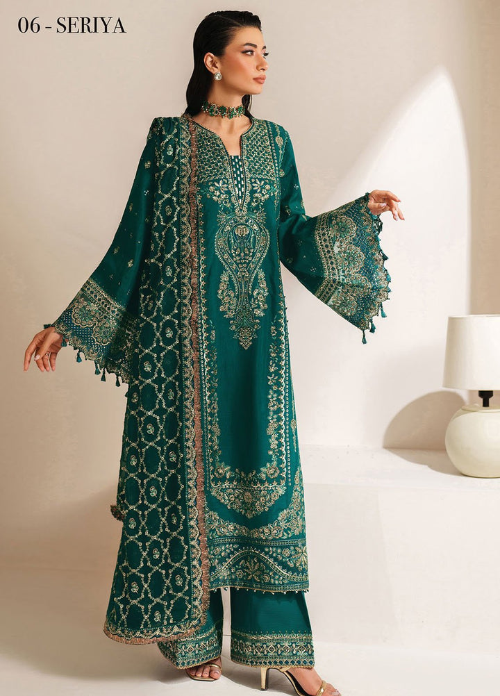 Xenia Embroidered Raw Silk Suits Unstitched 3 Piece XE25LU D-06 Seriya - Formals Collection