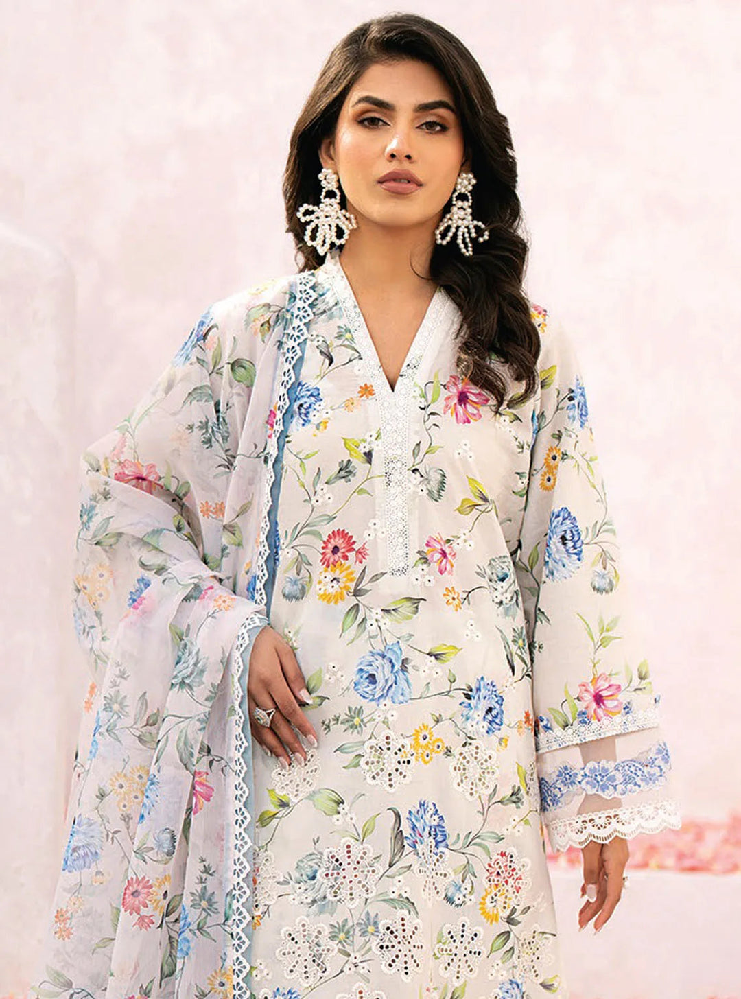 Xenia Formals Chikankari Lawn Suit Unstitched 3 Piece ZE24S 01- Zarifa - Summer Collection