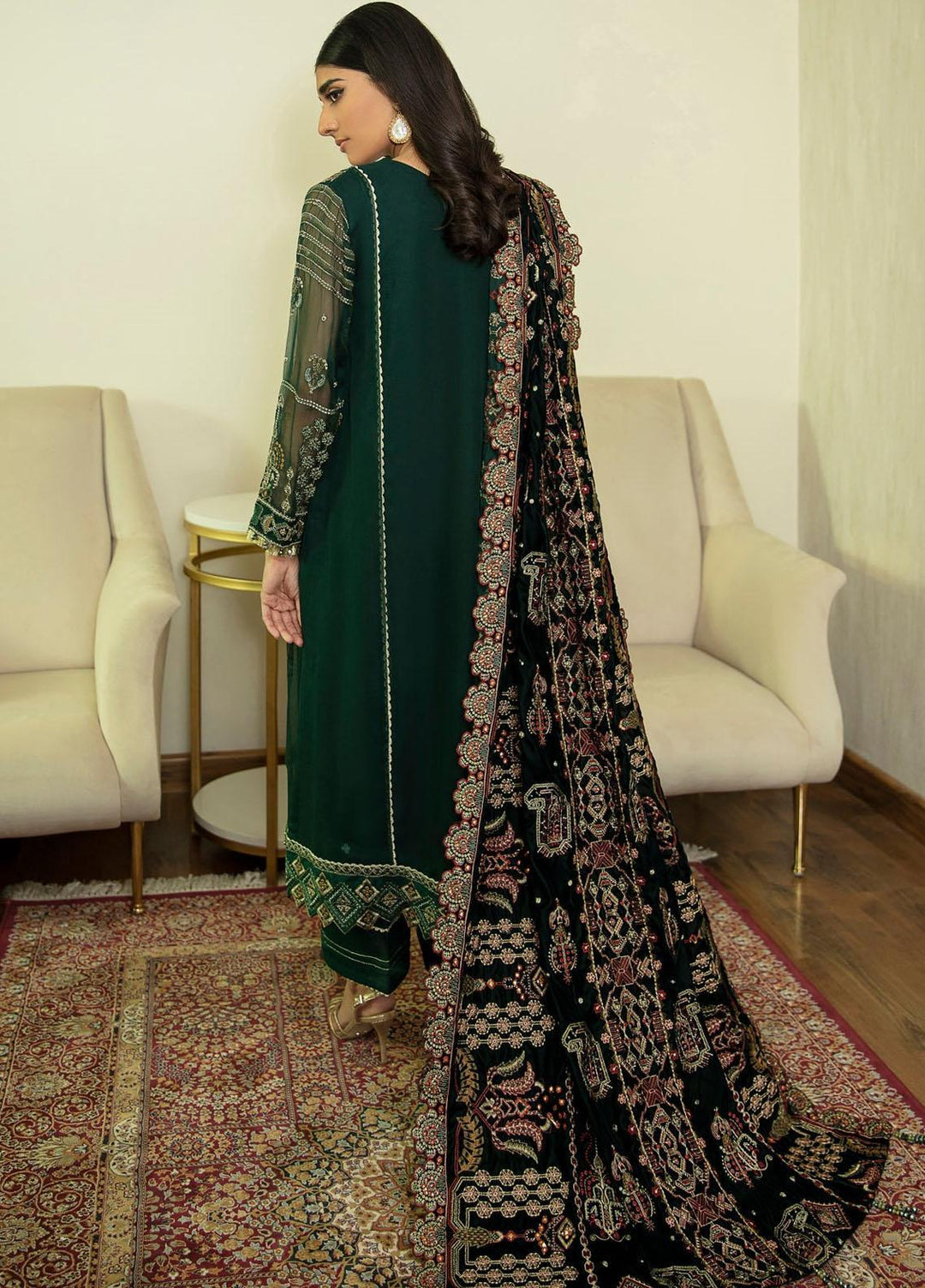 Xenia Formals Embroidered Chiffon Suits Unstitched 3 Piece XE22P XFR-21-306 TAZKIA - Winter Collection