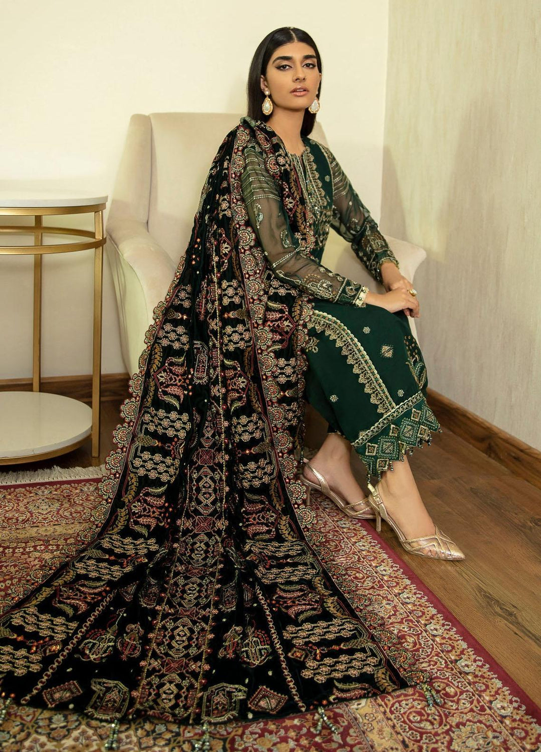 Xenia Formals Embroidered Chiffon Suits Unstitched 3 Piece XE22P XFR-21-306 TAZKIA - Winter Collection