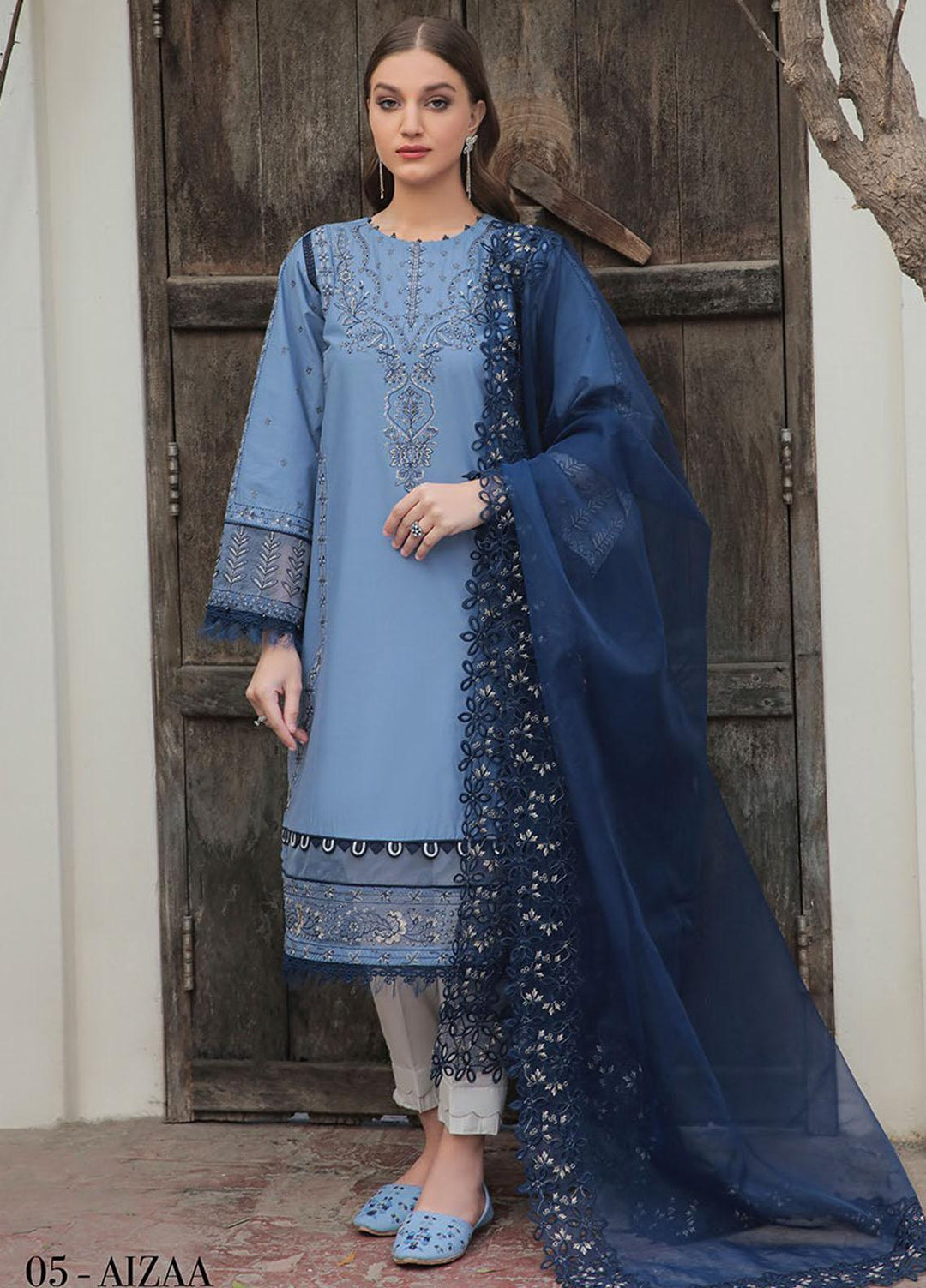Xenia Formals Embroidered Lawn Suits Unstitched 3 Piece XE23SS D-05 Aizaa - Summer Collection