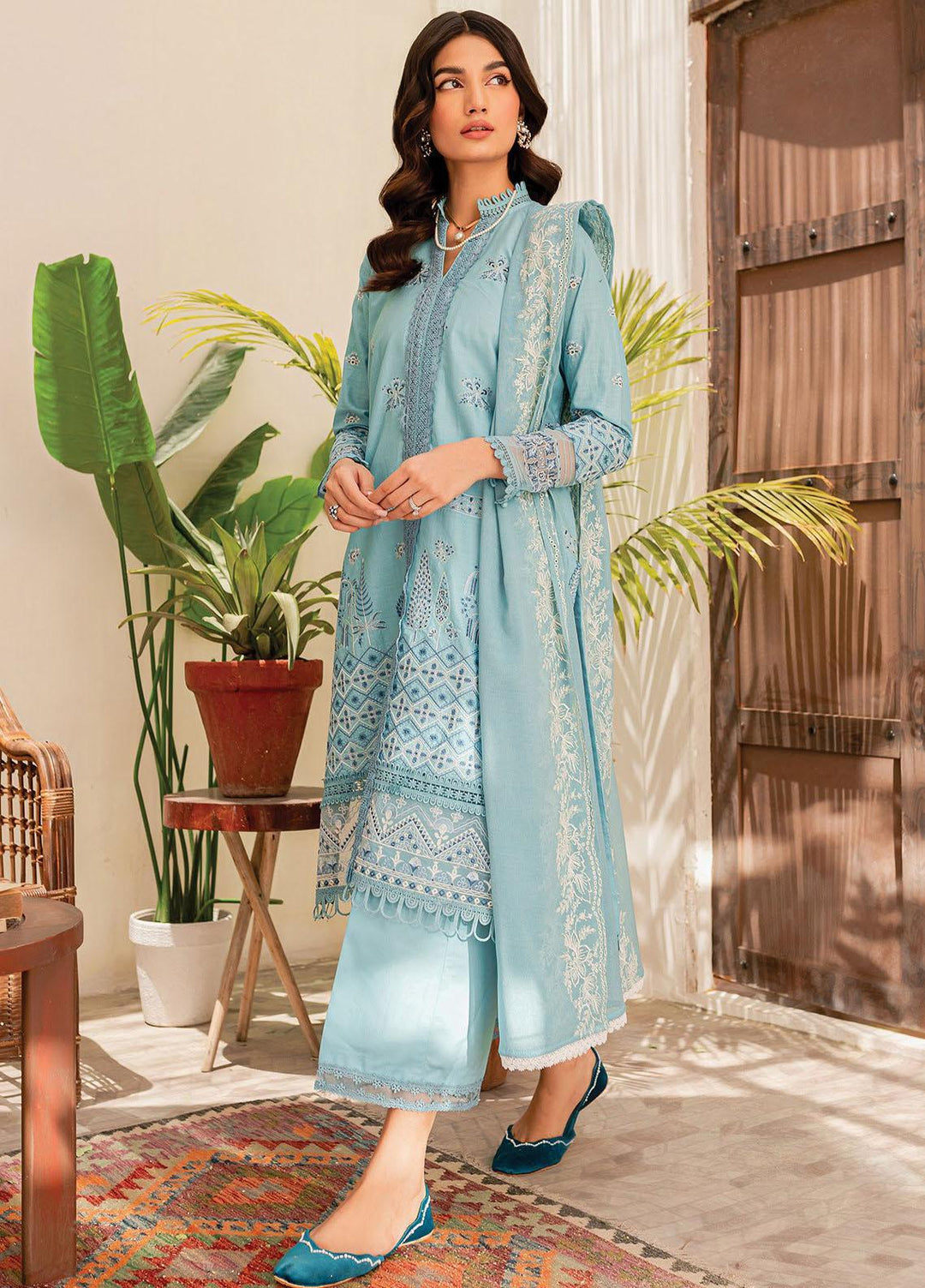 Xenia Formals Embroidered Lawn Suits Unstitched 3 Piece XE23SS-V2 D-08 Viola - Summer Collection