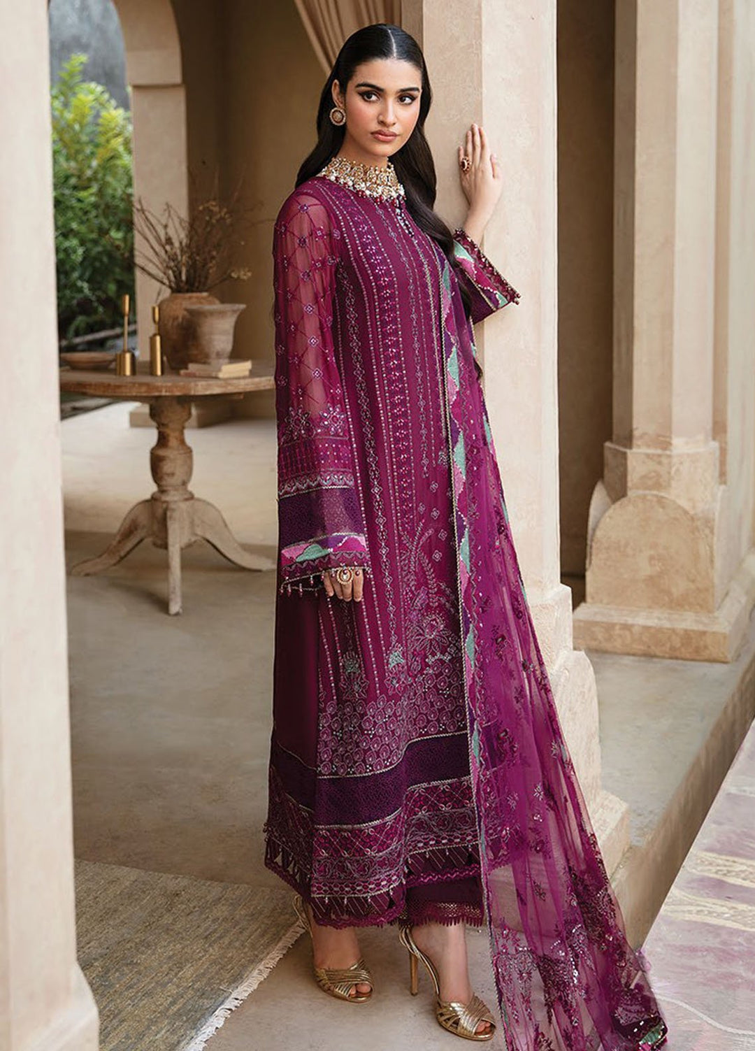 Yesfir By Xenia Formal Embroidered Chiffon Suits Unstitched 3 Piece ZE24Y 2-Shrimayi - Luxury Collection