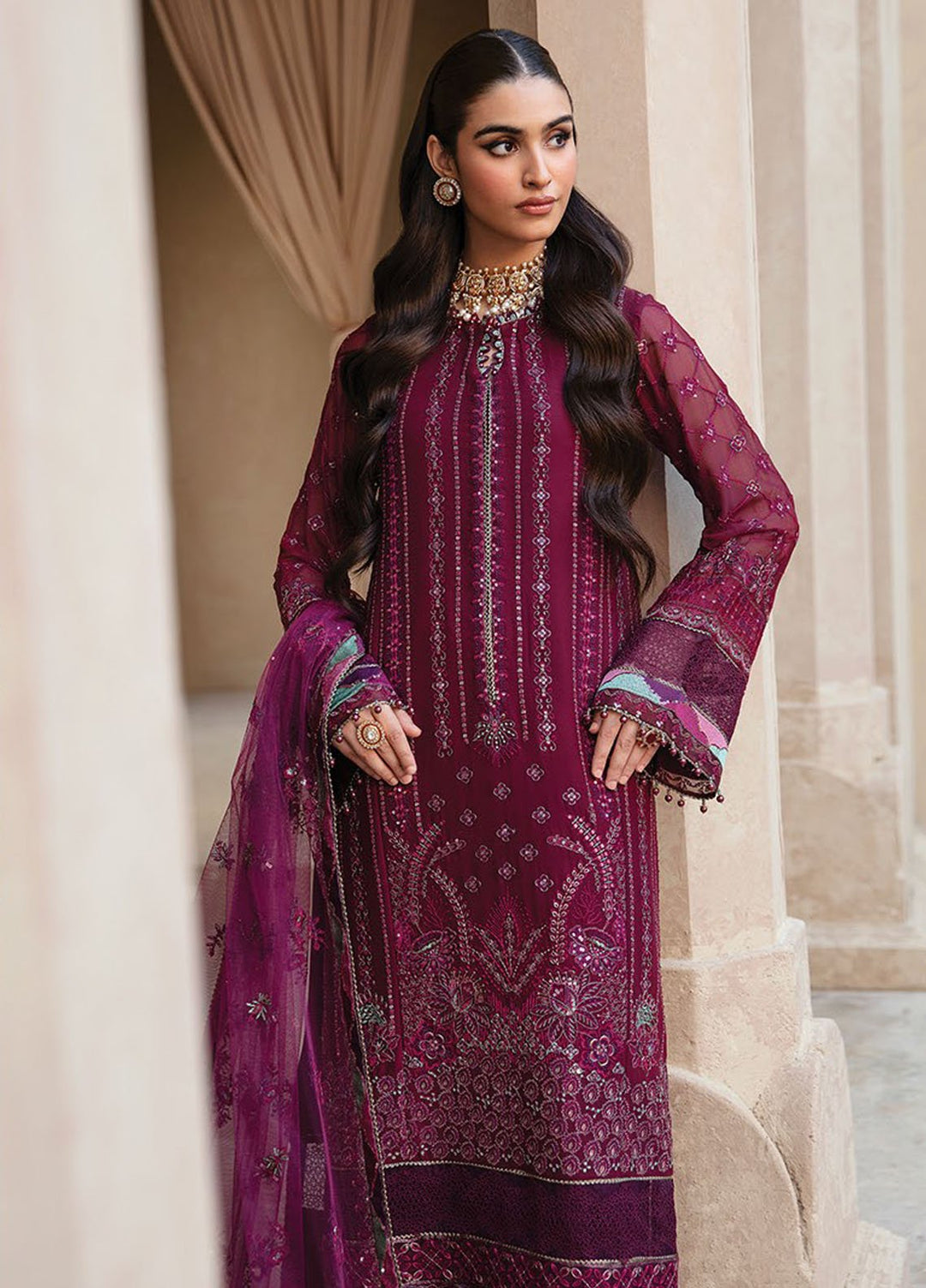 Yesfir By Xenia Formal Embroidered Chiffon Suits Unstitched 3 Piece ZE24Y 2-Shrimayi - Luxury Collection