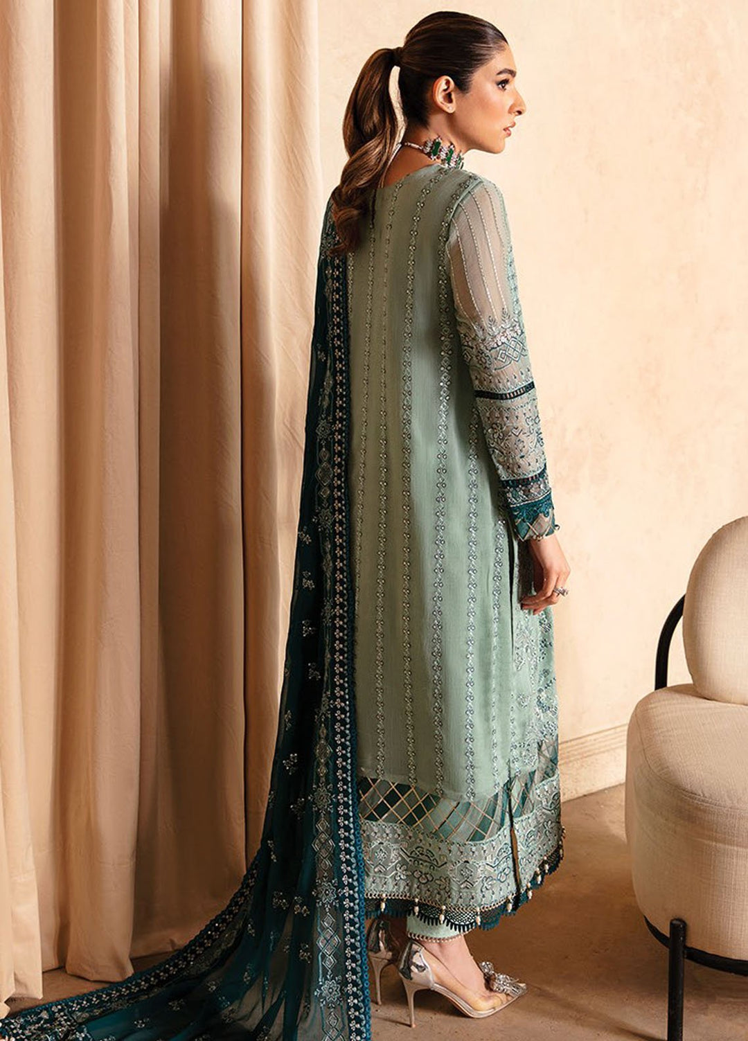 Yesfir By Xenia Formal Embroidered Chiffon Suits Unstitched 3 Piece ZE24Y 6-Khira - Luxury Collection