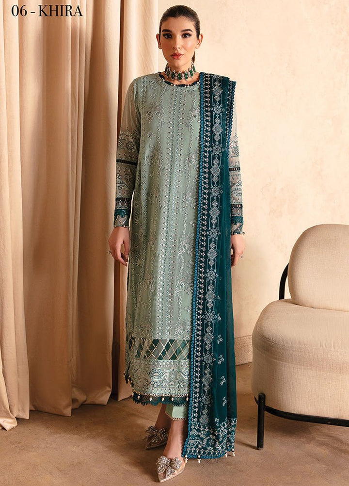 Yesfir By Xenia Formal Embroidered Chiffon Suits Unstitched 3 Piece ZE24Y 6-Khira - Luxury Collection