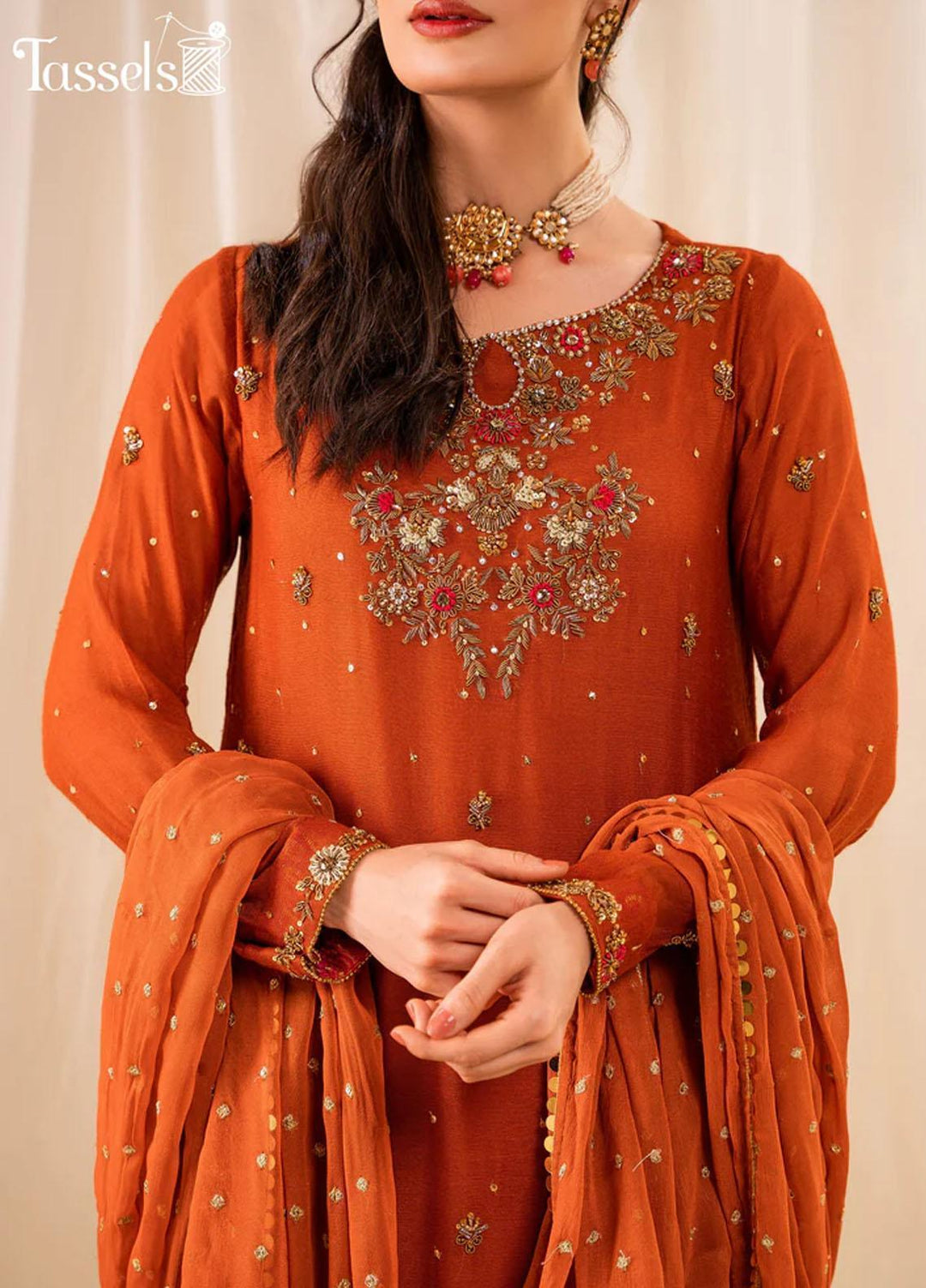 Tassels Pret Embroidered Khaadi Net 3 Piece Suit TS23Z Sophia