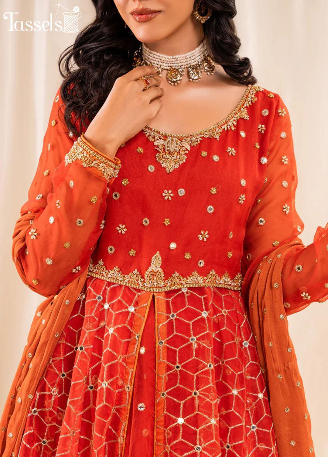 Tassels Pret Embroidered Organza 3 Piece Suit TS23Z Surkh