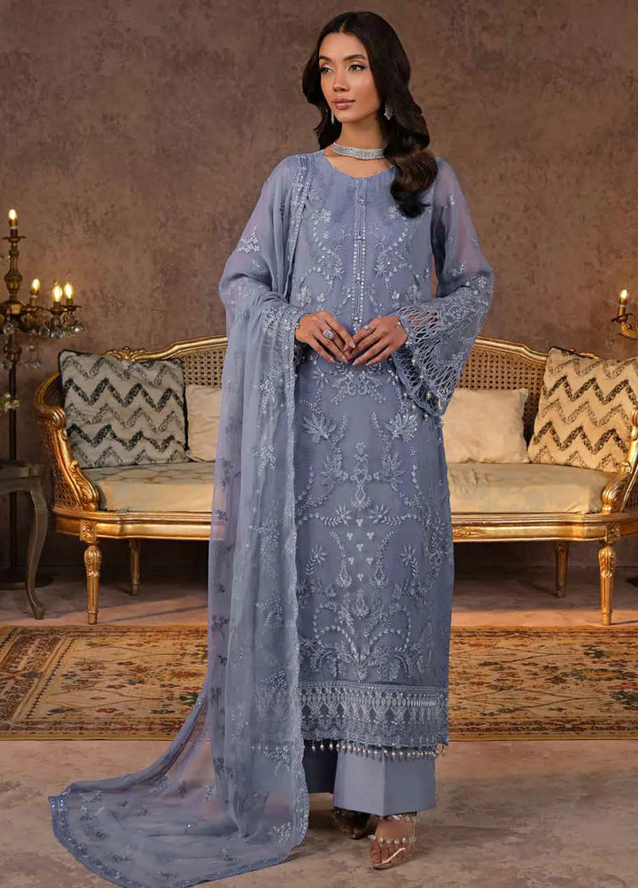 Zabaish by Lavish Embroidered Chiffon Suit Unstitched 3 Piece LVP24ZC D-01 Periwnkle - Formal Collection
