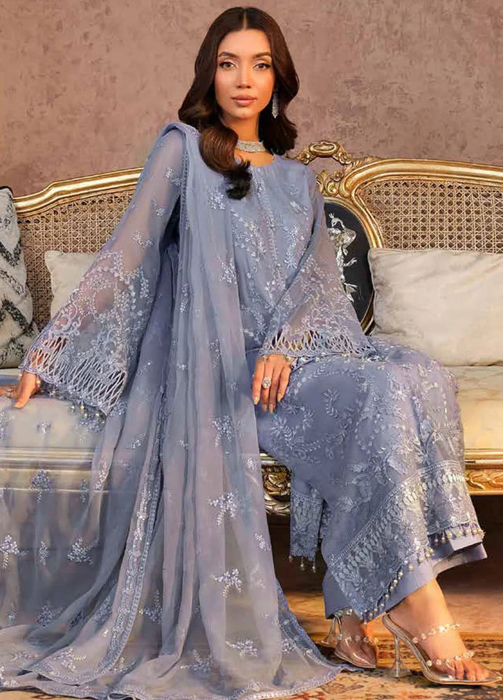 Zabaish by Lavish Embroidered Chiffon Suit Unstitched 3 Piece LVP24ZC D-01 Periwnkle - Formal Collection