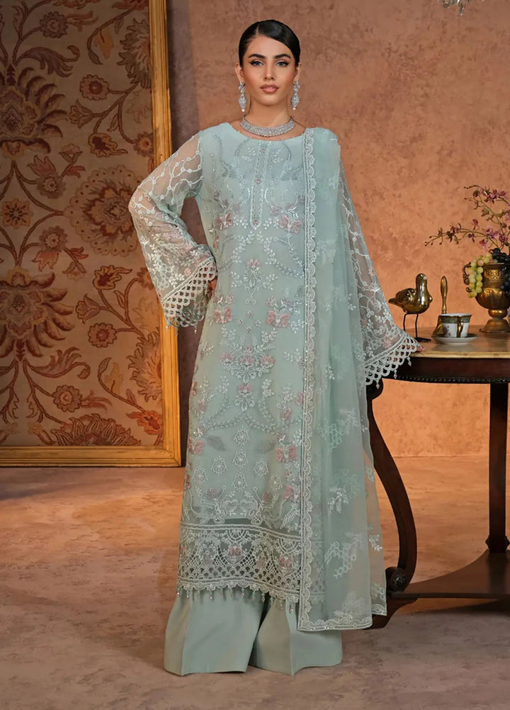 Zabaish by Lavish Embroidered Chiffon Suit Unstitched 3 Piece LVP24ZC D-010 Pistachio - Formal Collection