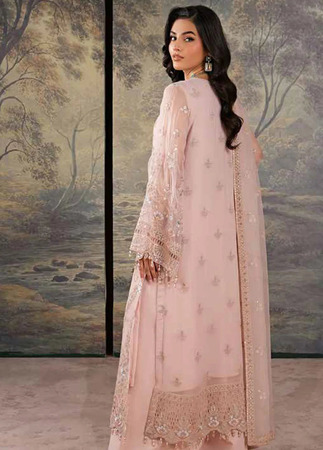 Zabaish by Lavish Embroidered Chiffon Suit Unstitched 3 Piece LVP24ZC D-02 Linen - Formal Collection