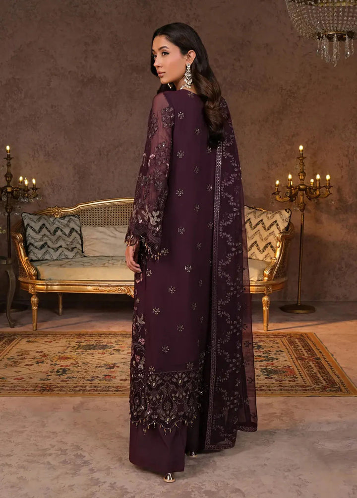Zabaish by Lavish Embroidered Chiffon Suit Unstitched 3 Piece LVP24ZC D-03 Sangria - Formal Collection
