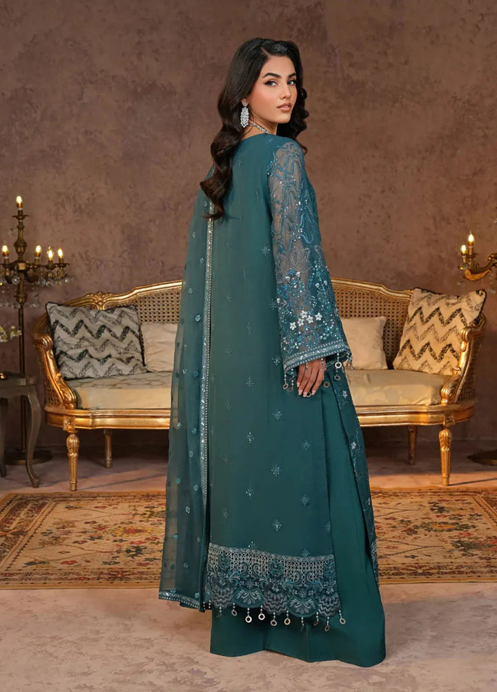 Zabaish by Lavish Embroidered Chiffon Suit Unstitched 3 Piece LVP24ZC D-04 Pine Green - Formal Collection