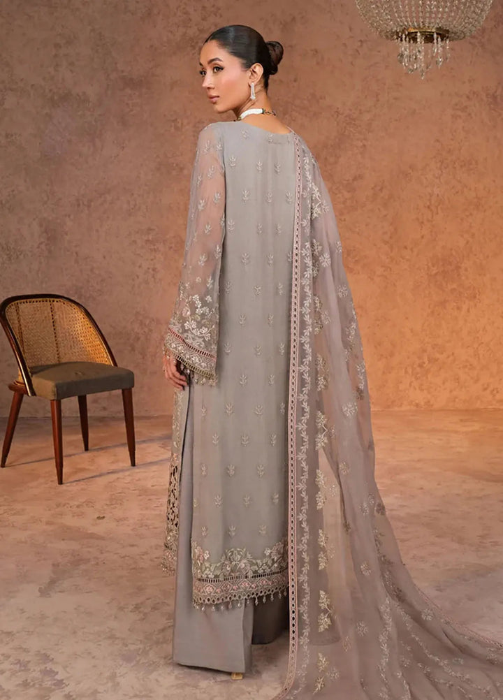 Zabaish by Lavish Embroidered Chiffon Suit Unstitched 3 Piece LVP24ZC D-07 Fossil - Formal Collection