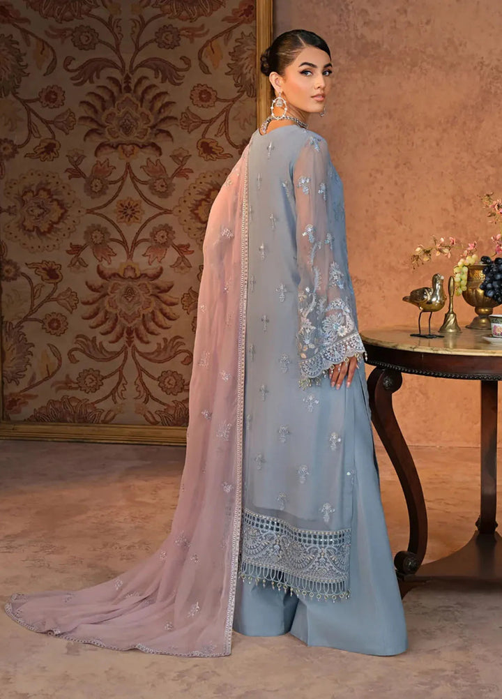 Zabaish by Lavish Embroidered Chiffon Suit Unstitched 3 Piece LVP24ZC D-09 Aegean - Formal Collection