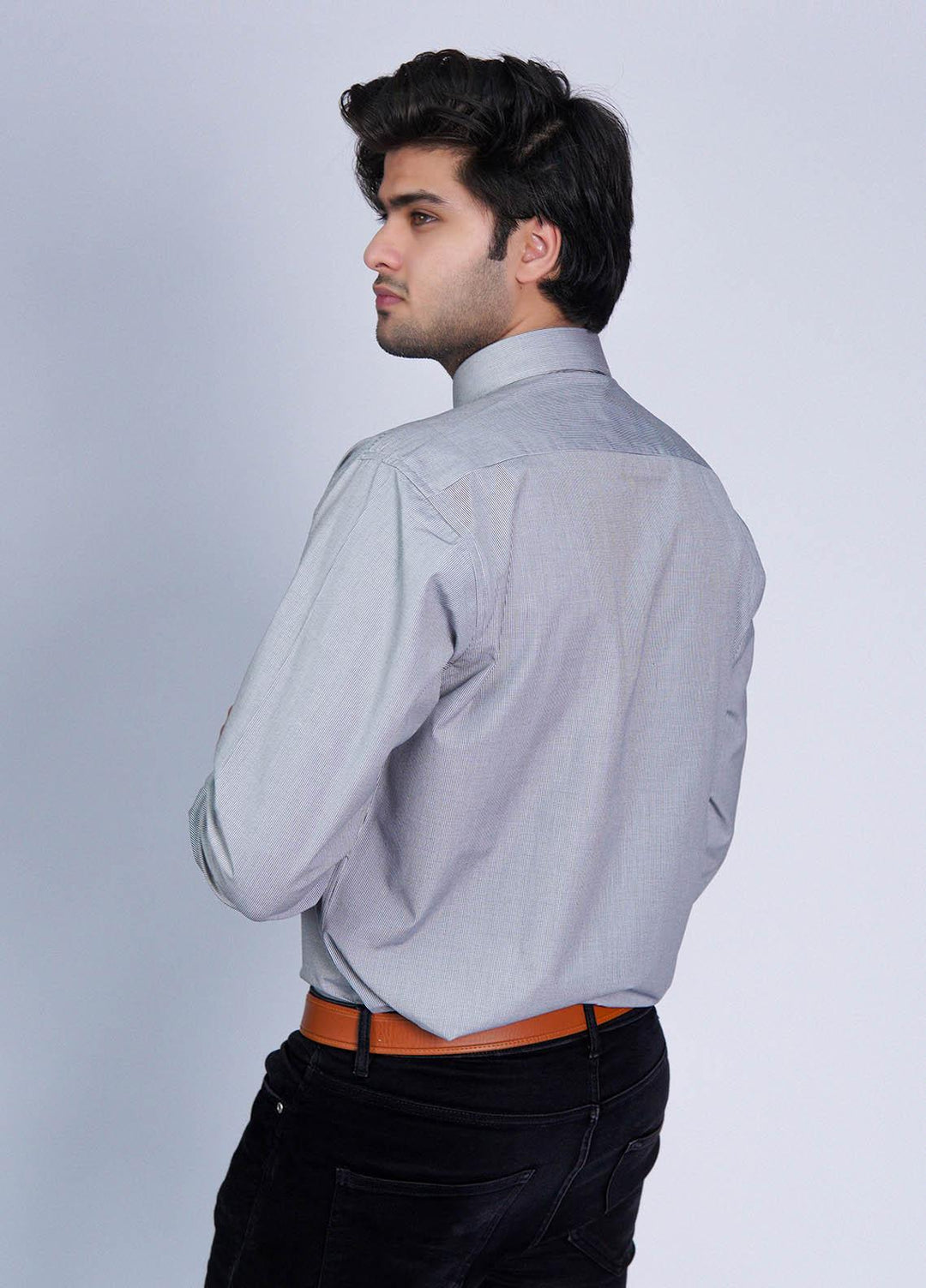 Zaeim Cotton Formal Shirt for Men -  ZM23SH Light Grey Lines Shirt