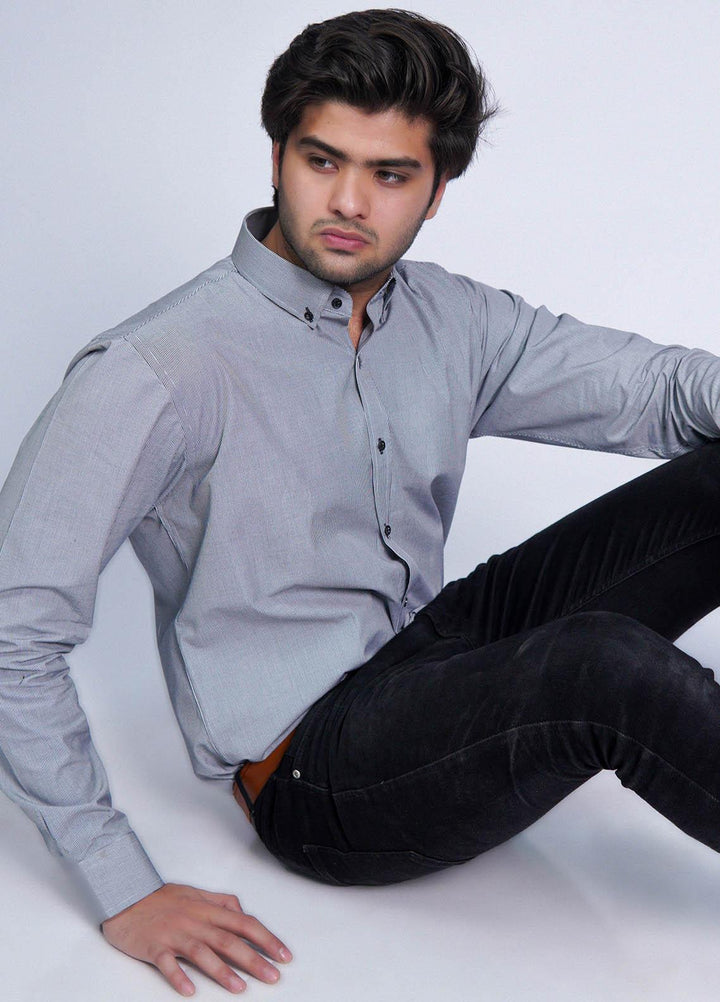 Zaeim Cotton Formal Shirt for Men -  ZM23SH Light Grey Lines Shirt
