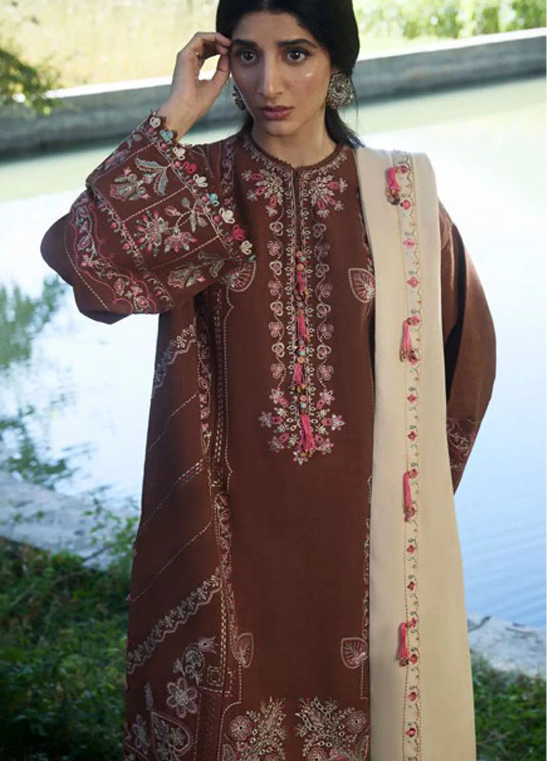 Zaha By Khadijah Shah Embroidered Jacquard Suits Unstitched 3 Piece ZL24W ZW24-14 Sahiba - Winter Collection