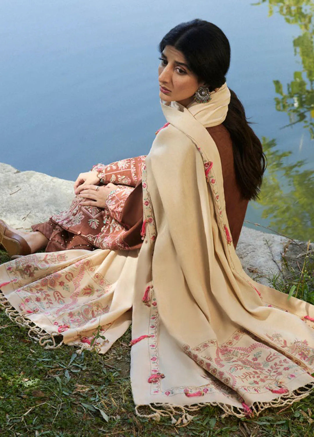 Zaha By Khadijah Shah Embroidered Jacquard Suits Unstitched 3 Piece ZL24W ZW24-14 Sahiba - Winter Collection