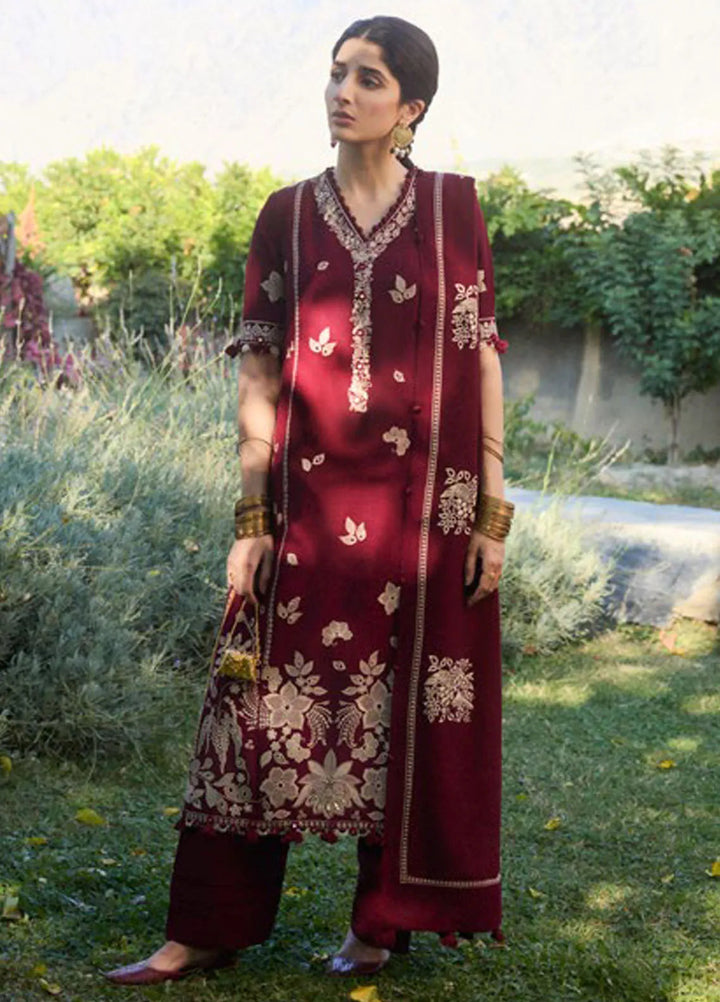 Zaha By Khadijah Shah Embroidered Karandi Suits Unstitched 3 Piece ZL24W ZW24-04 Zarqaa - Winter Collection