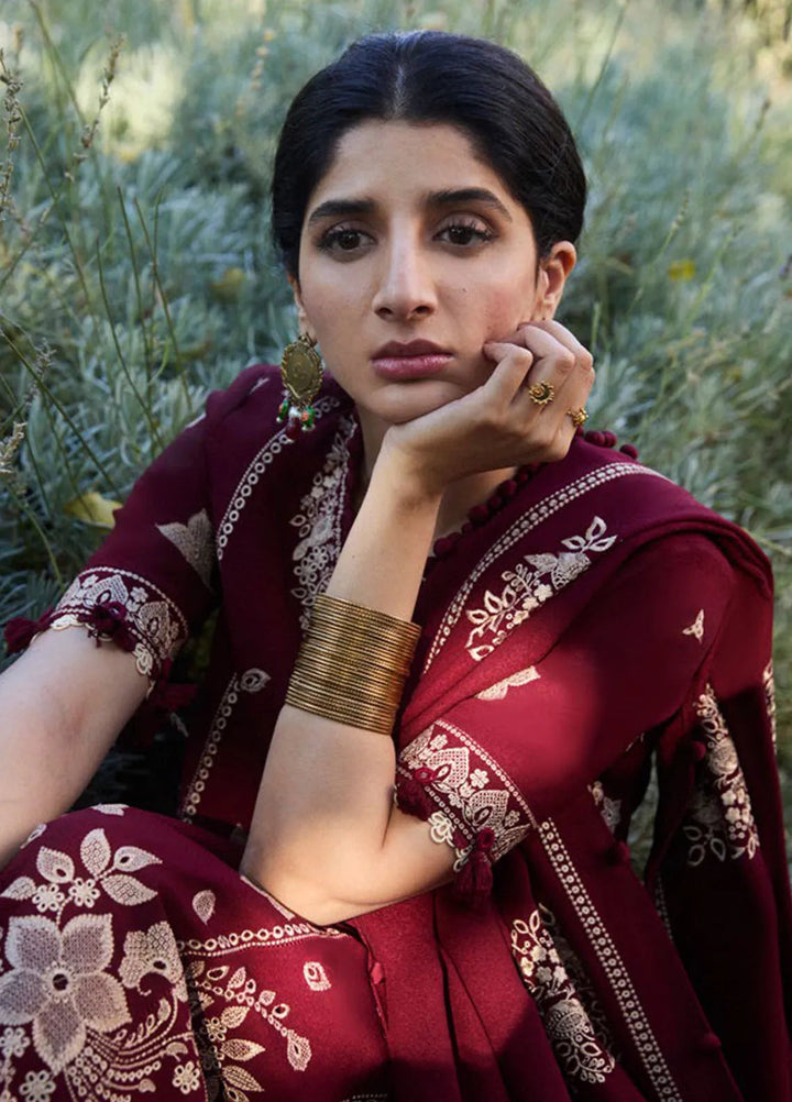 Zaha By Khadijah Shah Embroidered Karandi Suits Unstitched 3 Piece ZL24W ZW24-04 Zarqaa - Winter Collection