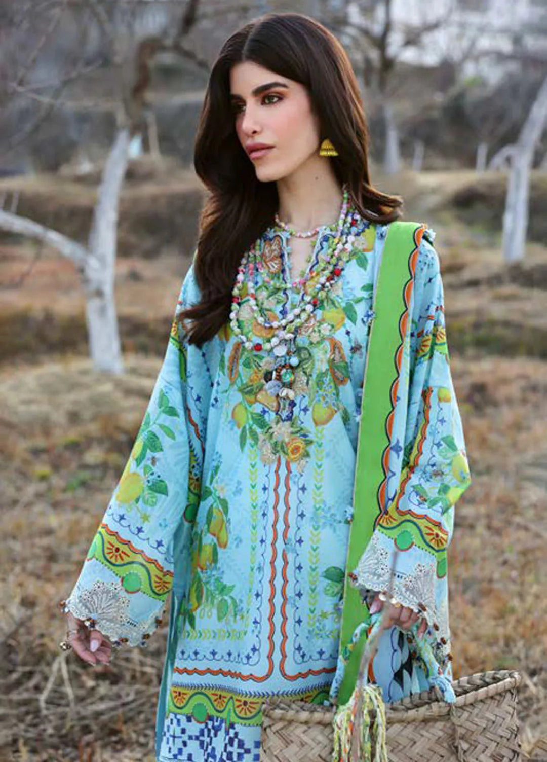 Zaha By Khadijah Shah Embroidered Lawn Suits Unstitched 3 Piece ZL25NL D-04 B Dahlia - Summer Collection