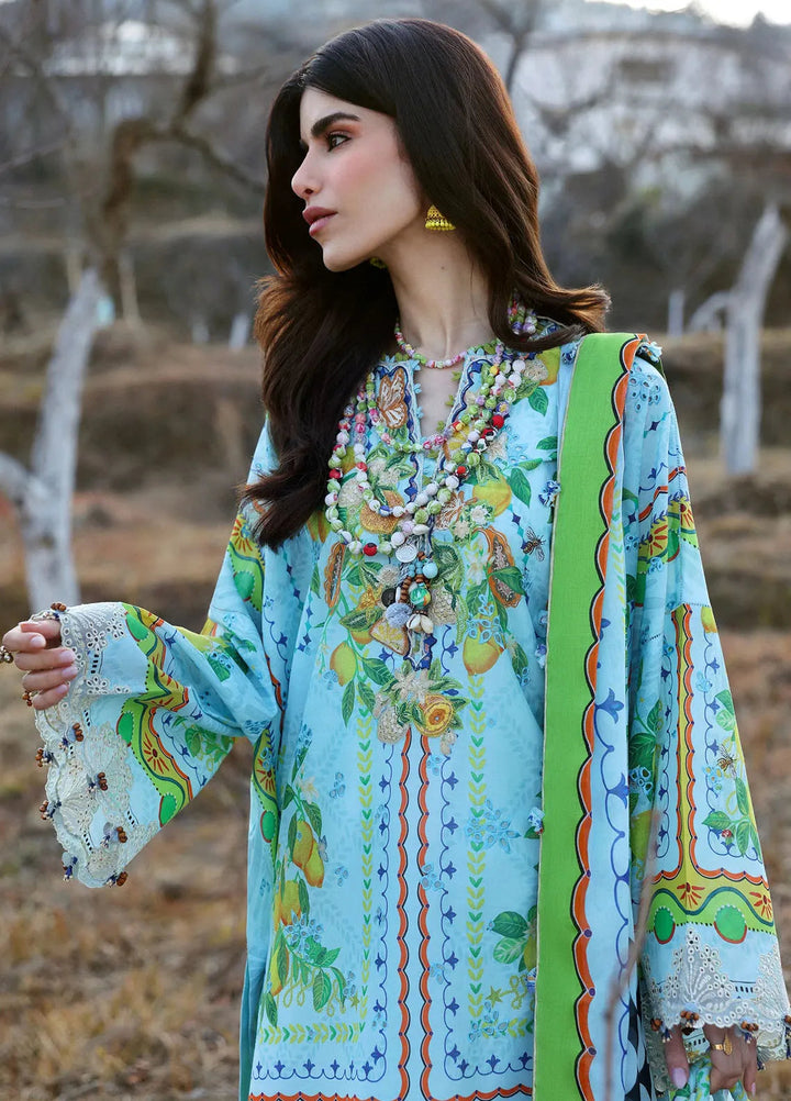 Zaha By Khadijah Shah Embroidered Lawn Suits Unstitched 3 Piece ZL25NL D-04 B Dahlia - Summer Collection