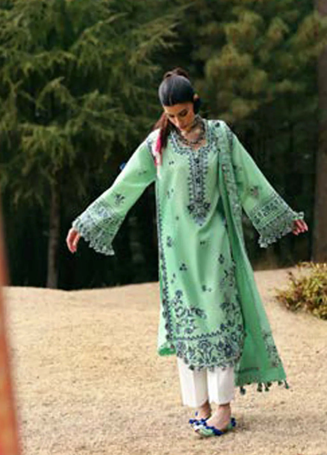Zaha By Khadijah Shah Embroidered Lawn Suits Unstitched 3 Piece ZL25NL D-10 A Elaya - Summer Collection