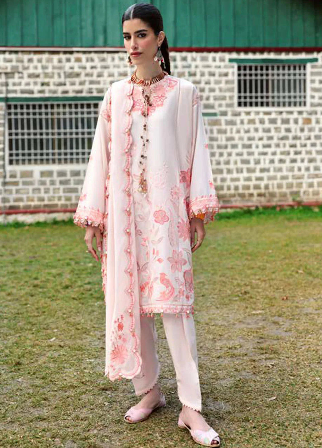 Zaha By Khadijah Shah Embroidered Lawn Suits Unstitched 3 Piece ZL25NL D-13 B Zania - Summer Collection