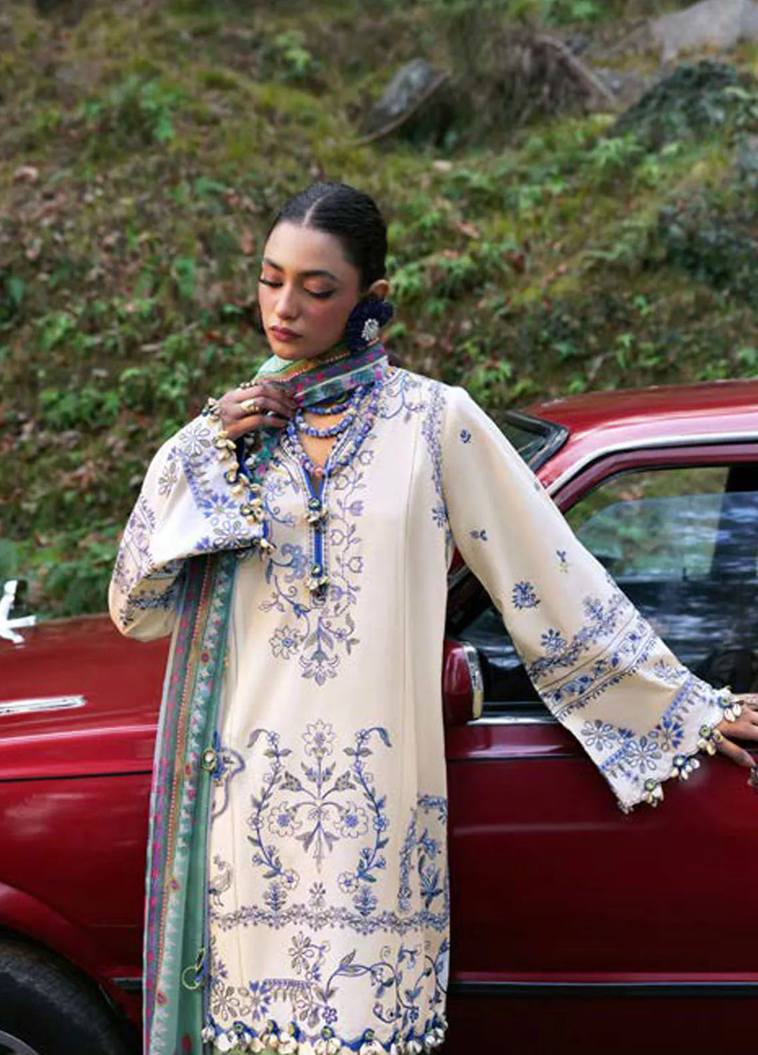 Zaha By Khadijah Shah Embroidered Lawn Suits Unstitched 3 Piece ZL25NL D-15 A Maya - Summer Collection