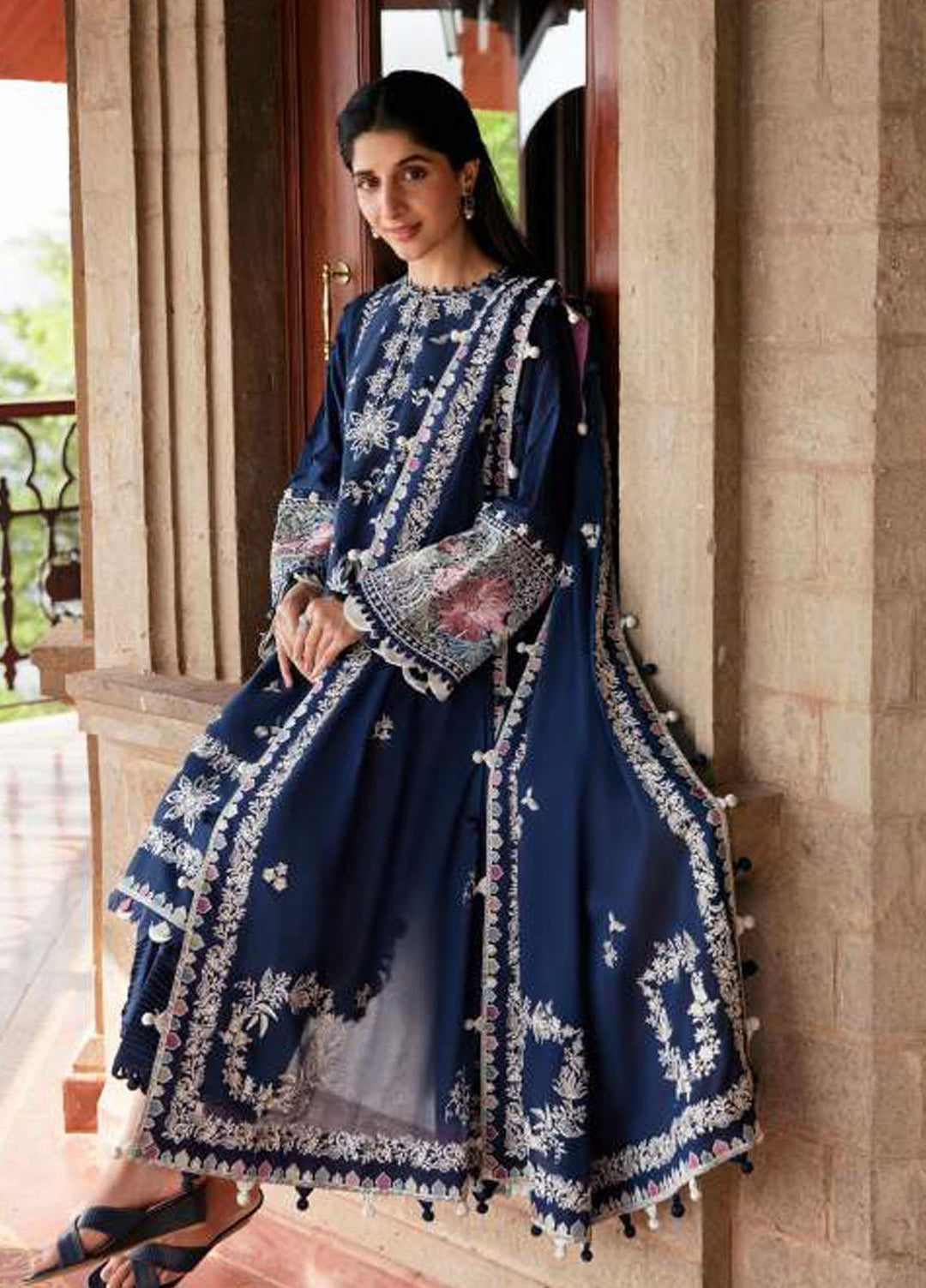 Zaha By Khadijah Shah Embroidered Lawn Suits Unstitched 3 Piece ZKS23FU ZF 23-03 Serra - Festive Collection