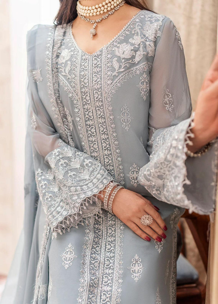 Zainab By Mashq Embroidered Chiffon Suits Unstitched 3 Piece MAQ23Z QFD-0061 Gesso - Luxury Collection