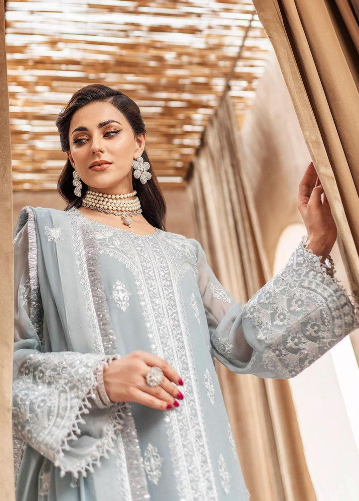 Zainab By Mashq Embroidered Chiffon Suits Unstitched 3 Piece MAQ23Z QFD-0061 Gesso - Luxury Collection