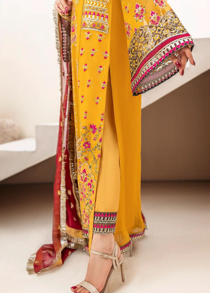 Zainab By Mashq Embroidered Chiffon Suits Unstitched 3 Piece MAQ23Z QFD-0062 Canary Yellow - Luxury Collection