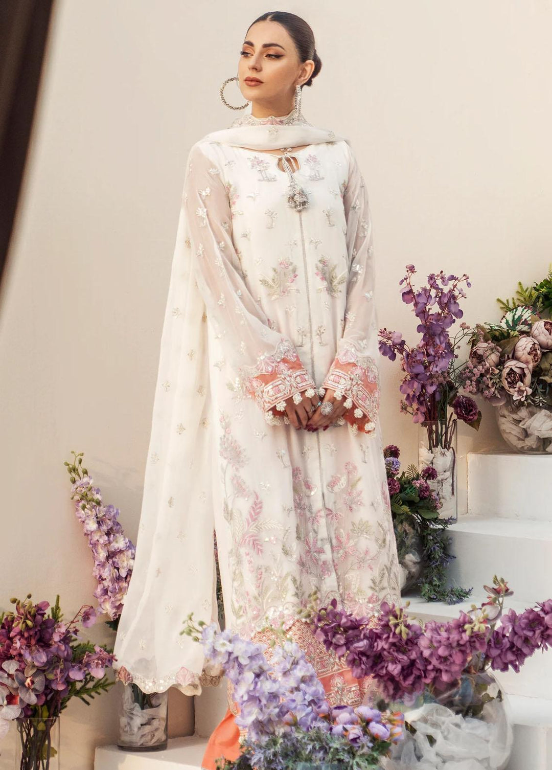 Zainab By Mashq Embroidered Chiffon Suits Unstitched 3 Piece MAQ23Z QFD-0063 Alive - Luxury Collection
