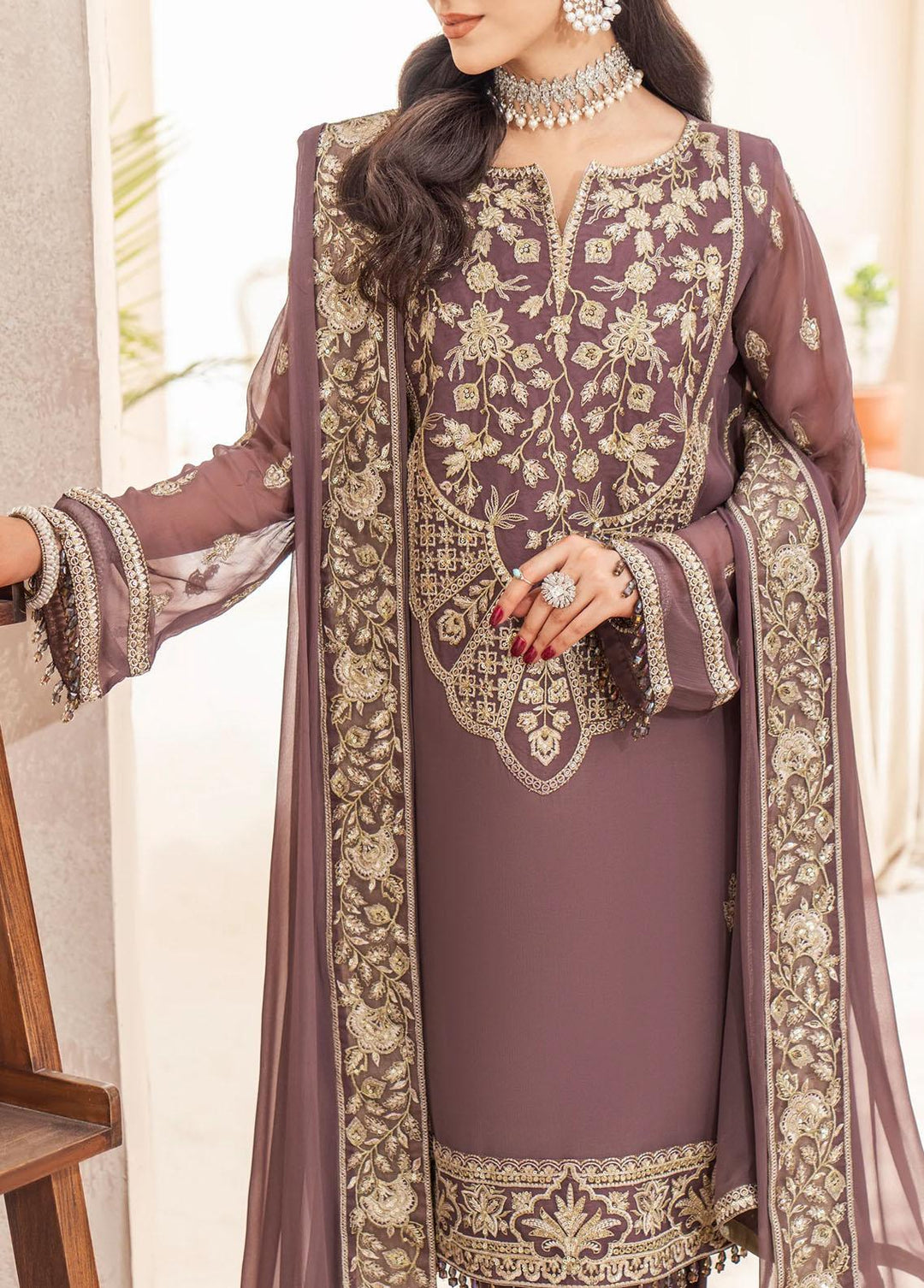 Zainab By Mashq Embroidered Chiffon Suits Unstitched 3 Piece MAQ23Z QFD-0067 Nimble - Luxury Collection