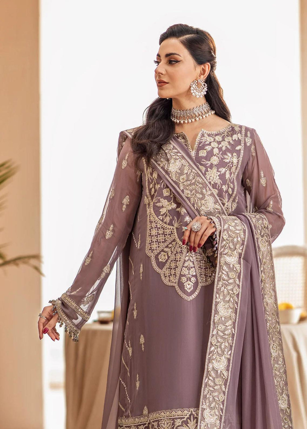 Zainab By Mashq Embroidered Chiffon Suits Unstitched 3 Piece MAQ23Z QFD-0067 Nimble - Luxury Collection