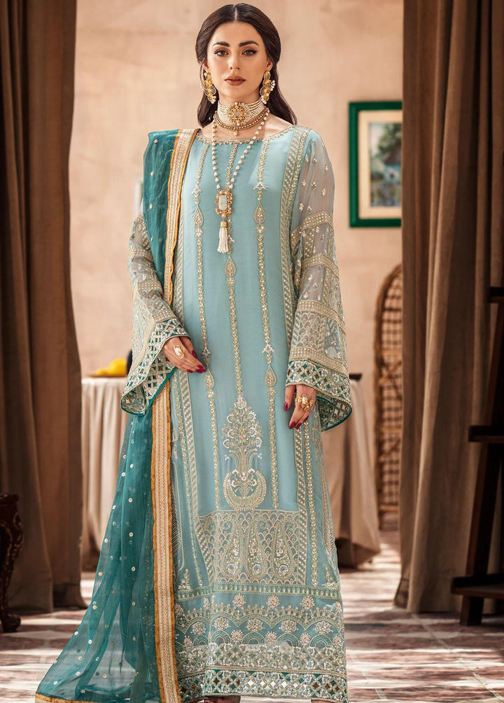 Zainab By Mashq Embroidered Chiffon Suits Unstitched 3 Piece MAQ23Z QFD-0068 Shimmer Moss - Luxury Collection