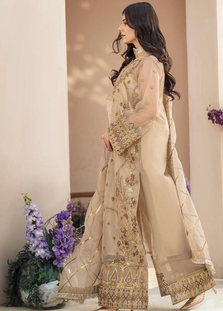 Zainab By Mashq Embroidered Organza Suits Unstitched 3 Piece MAQ23Z QFD-0069 Gorgeous Gold - Luxury Collection