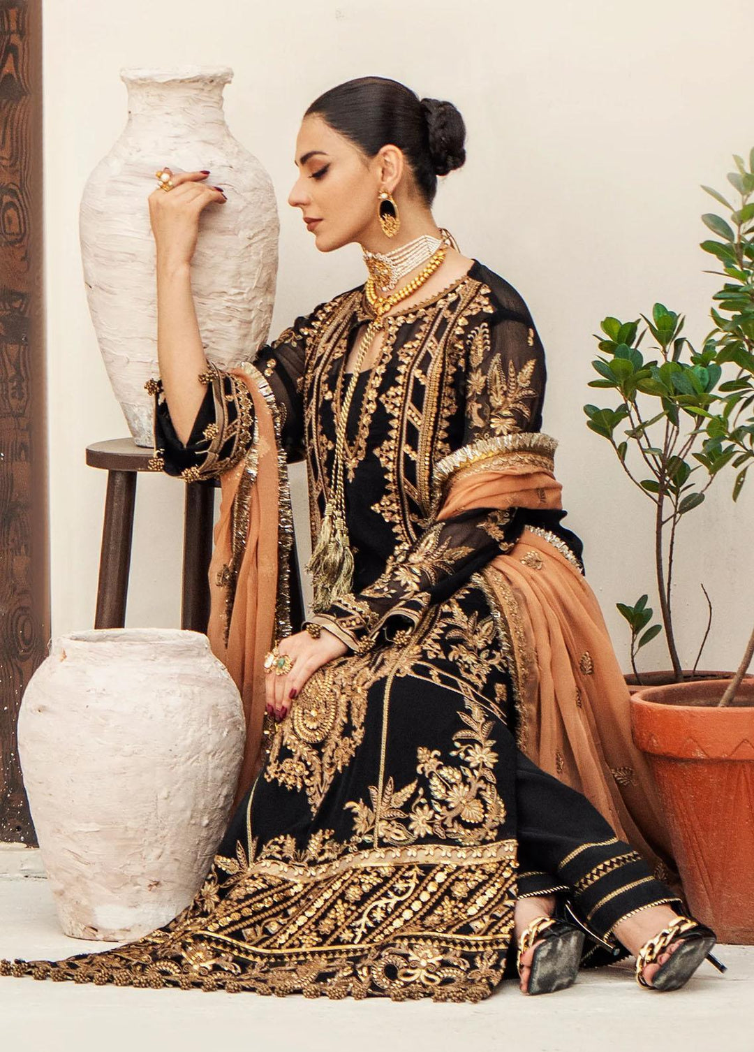 Zainab By Mashq Embroidered Chiffon Suits Unstitched 3 Piece MAQ23Z QFD-0070 Evening Aura - Luxury Collection