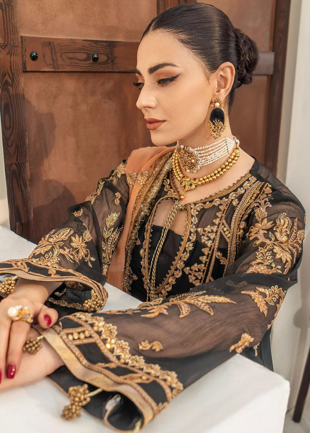 Zainab By Mashq Embroidered Chiffon Suits Unstitched 3 Piece MAQ23Z QFD-0070 Evening Aura - Luxury Collection