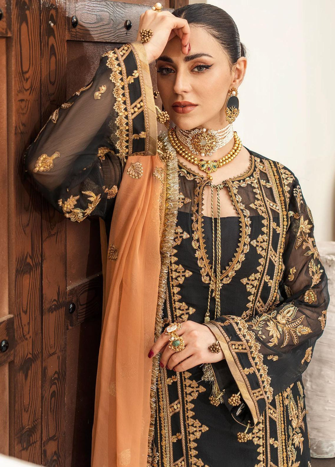 Zainab By Mashq Embroidered Chiffon Suits Unstitched 3 Piece MAQ23Z QFD-0070 Evening Aura - Luxury Collection