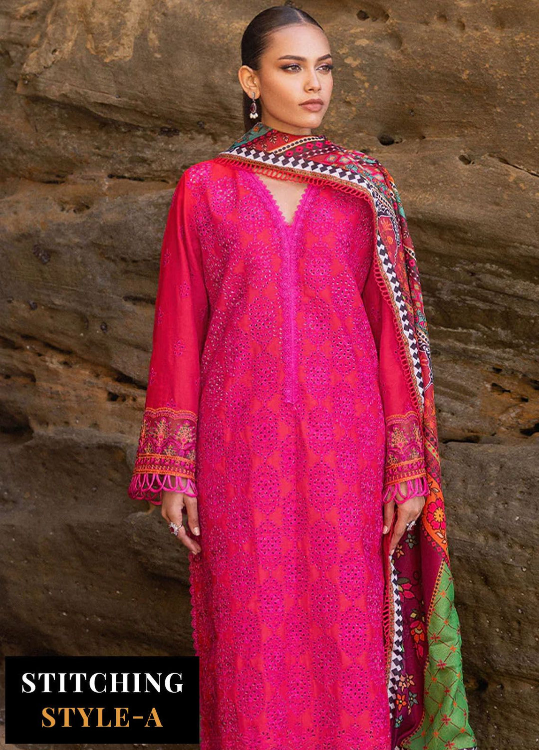 Zainab Chottani Chikankari Lawn Suits Unstitched 3 Piece ZC24CL D-6B Laali - Summer Collection