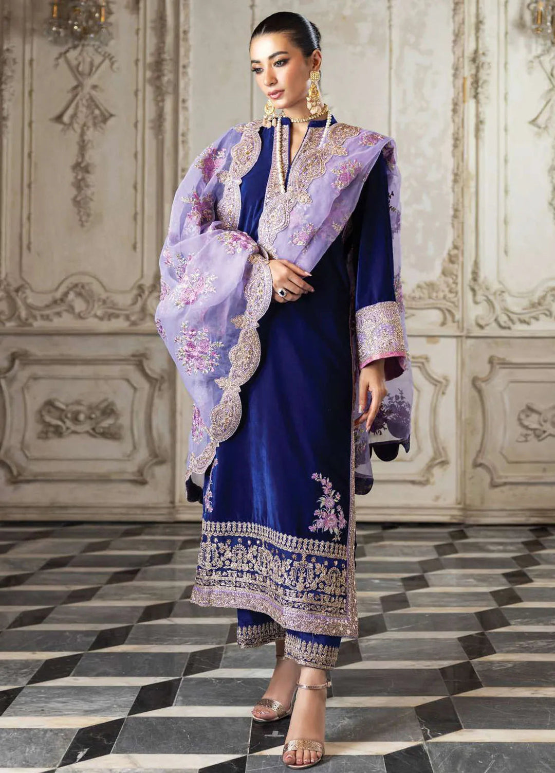 Zainab Chottani Embroidered Suit Unstitched 3 Piece ZC24V D-02 Sifra - Formal Collection
