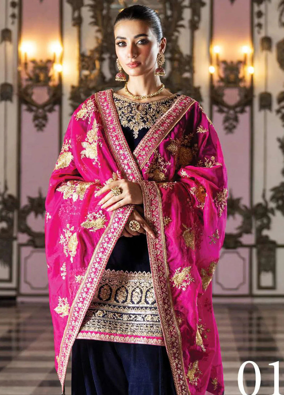 Zainab Chottani Embroidered Suit Unstitched 3 Piece ZC24V D-05 Tara - Formal Collection