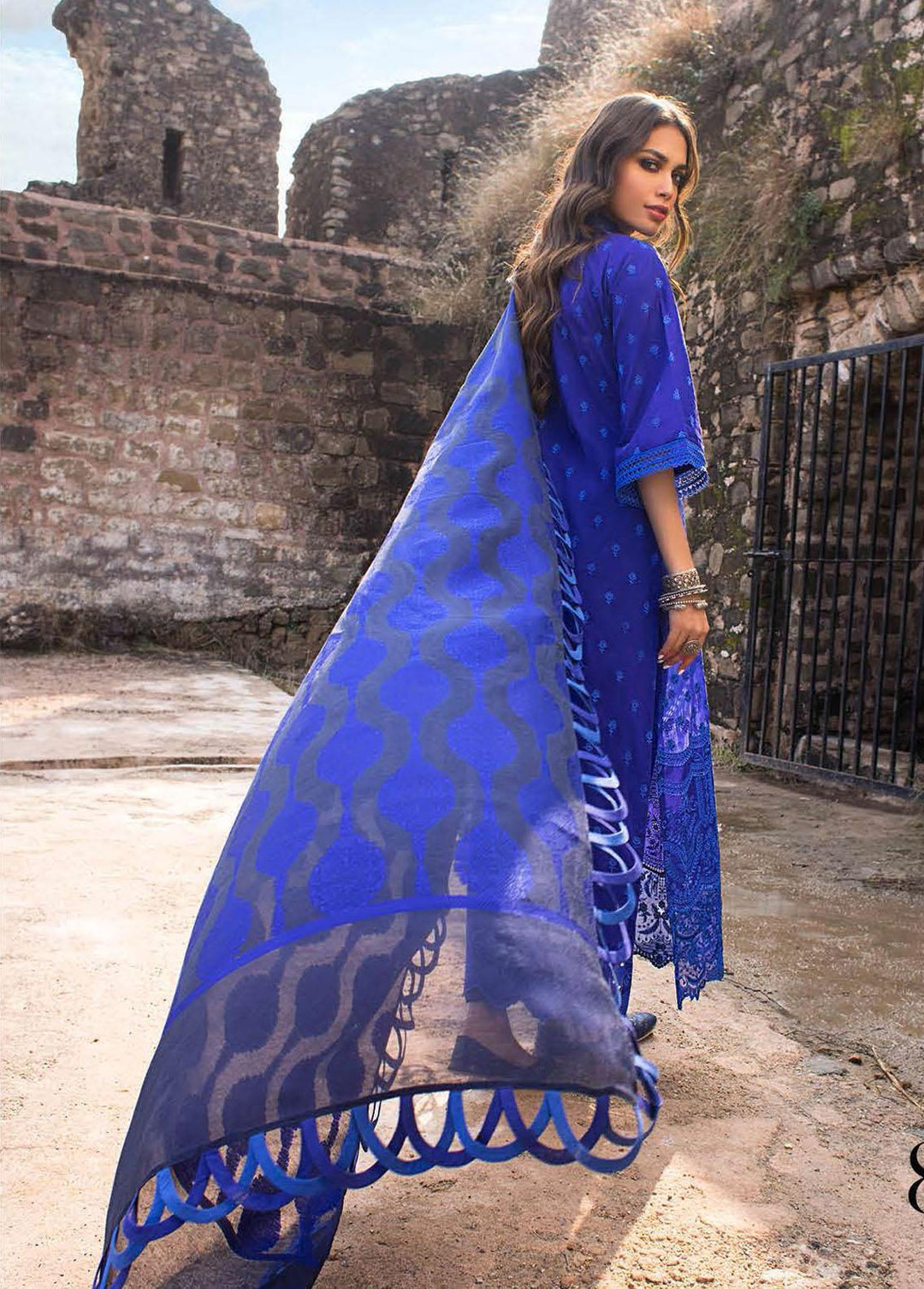 Zainab Chottani Embroidered Chikankari Suits Unstitched 3 Piece ZC22CK Qasr 8B - Luxury Collection