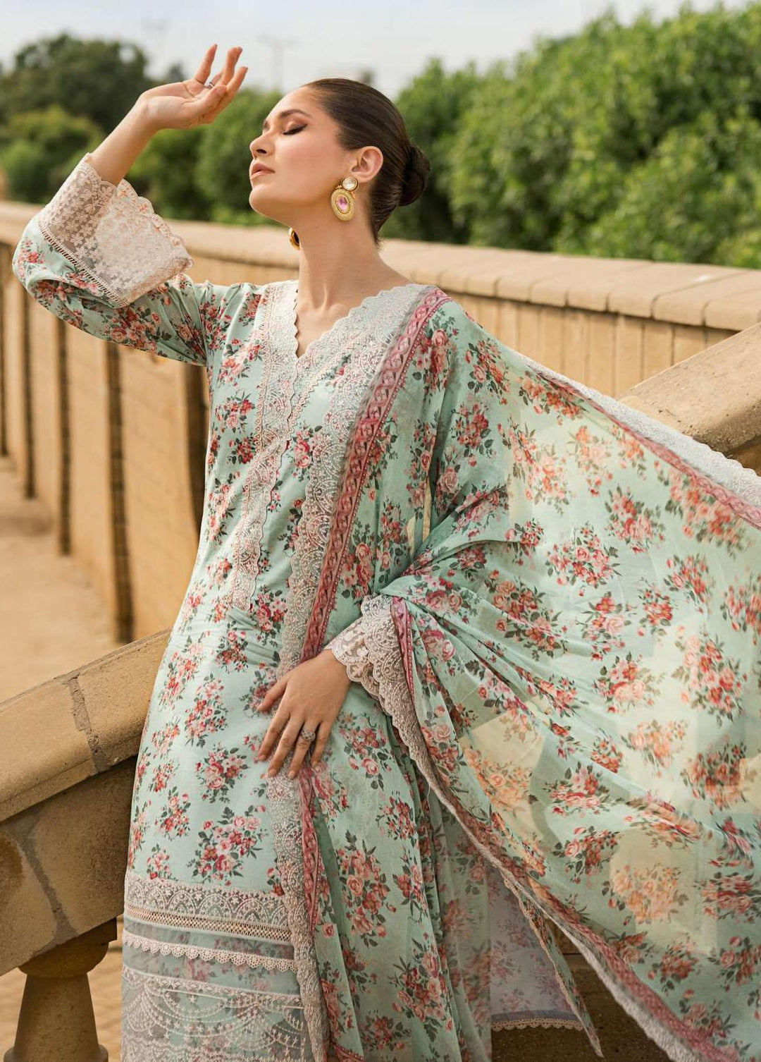 Zainab Chottani Embroidered Lawn Suits Unstitched 3 Piece ZC23L 6A - Luxury Collection
