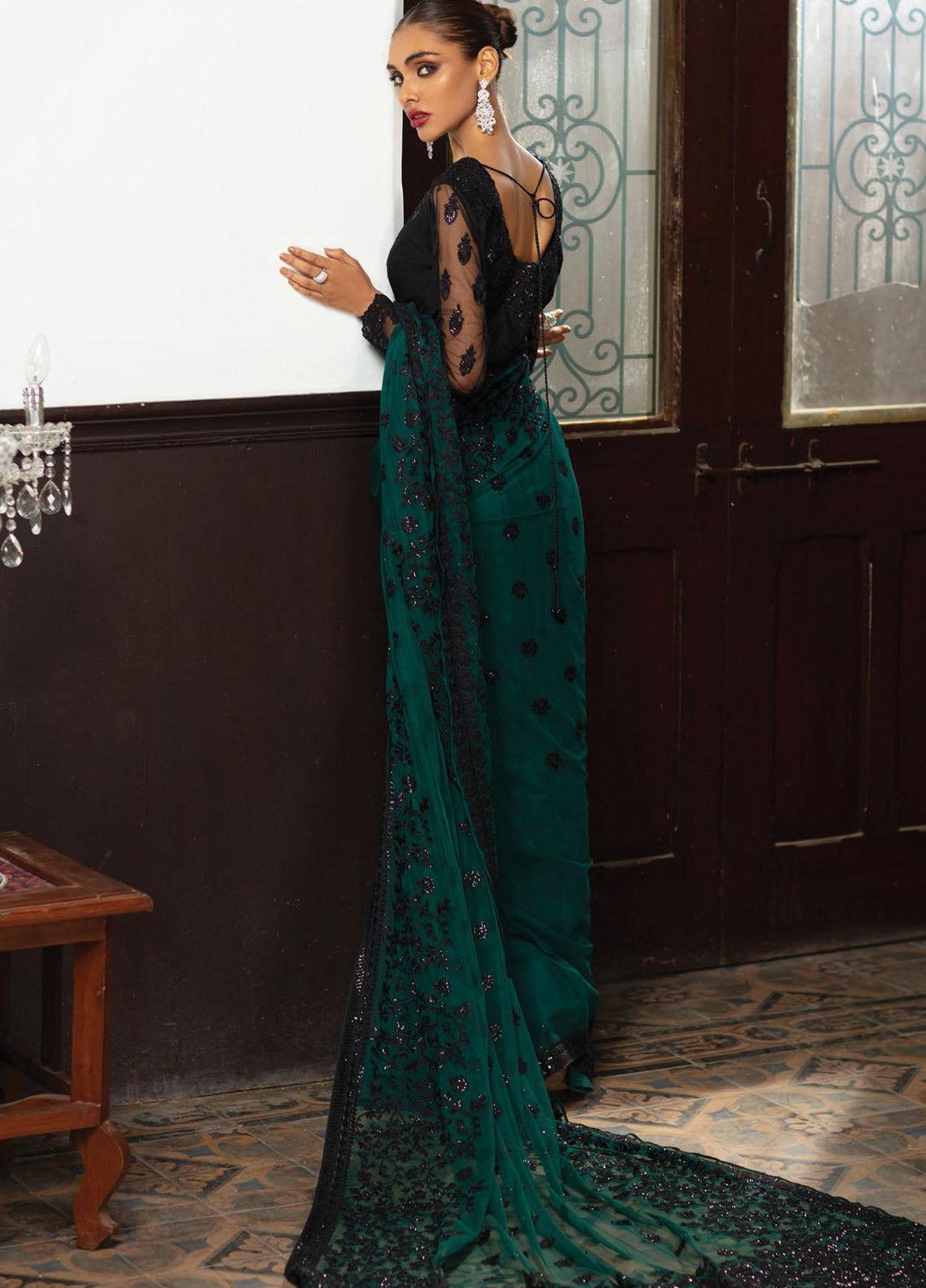 Zainab Chottani Embroidered Net  Unstitched Saree ZC21WF Harika 05 - Wedding Collection