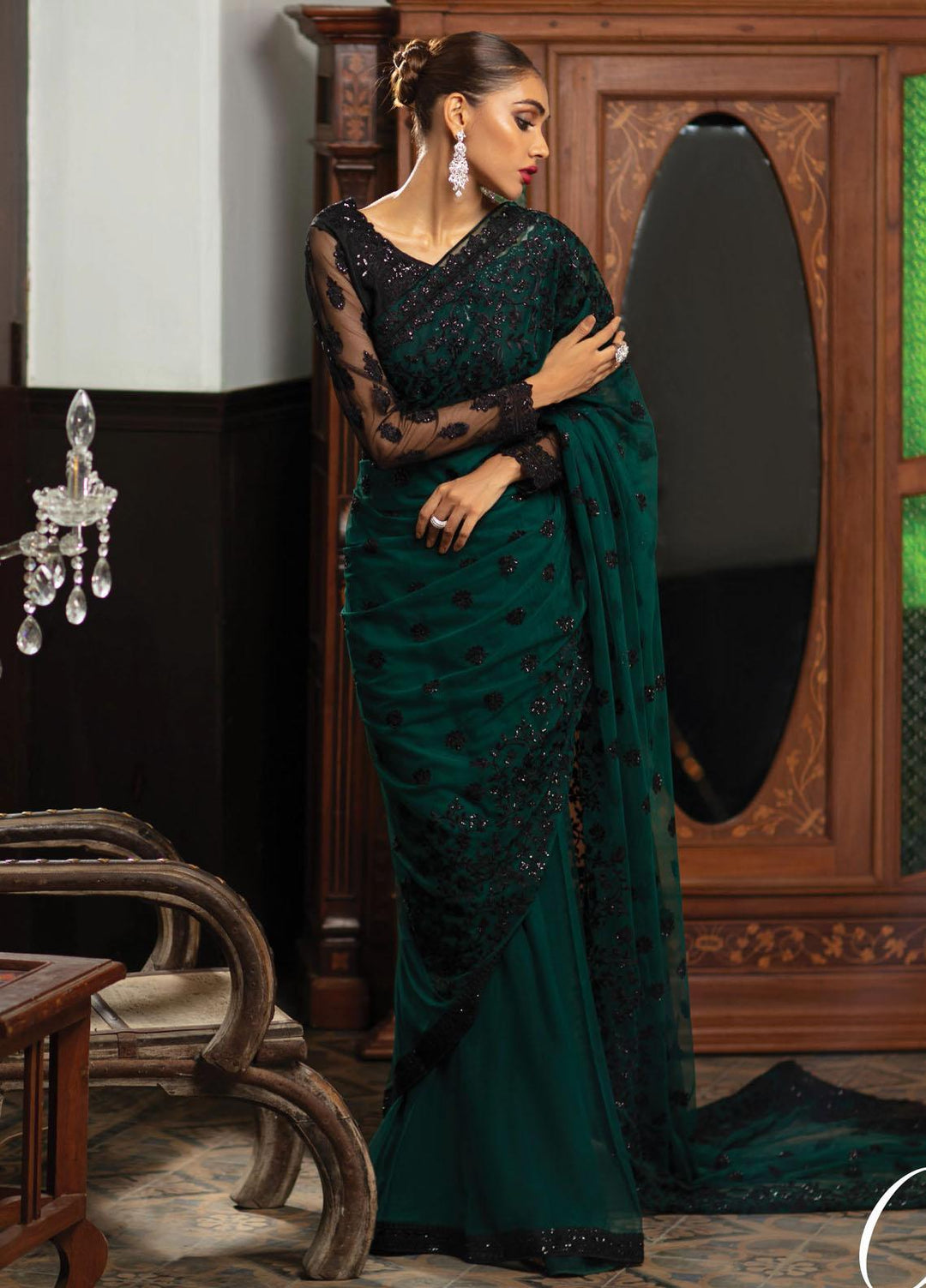 Zainab Chottani Embroidered Net  Unstitched Saree ZC21WF Harika 05 - Wedding Collection